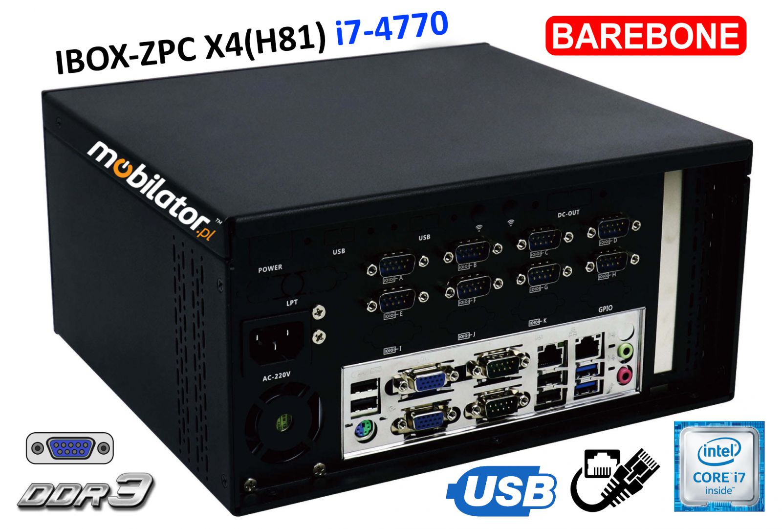 iBOX-ZPC X4 Industrial computer for warehouse applications with WiFi module 6x COM